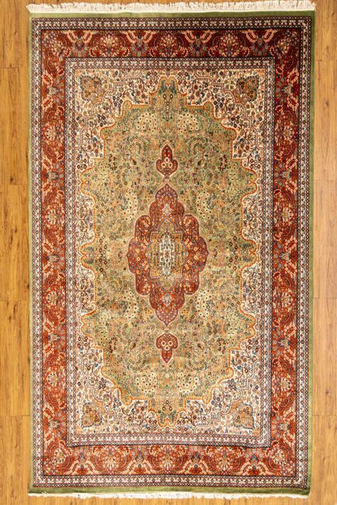 large wool-silk handmade Kashmiri rug
