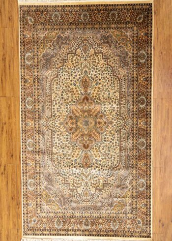 8 by 10 wool silk Kashmir rug