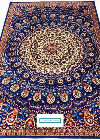 blue hand-knotted Kashmir rug