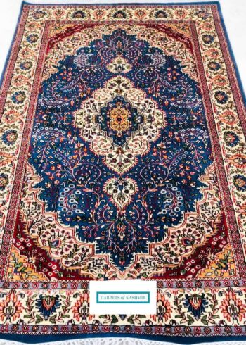 hand made blue Kashmir rug