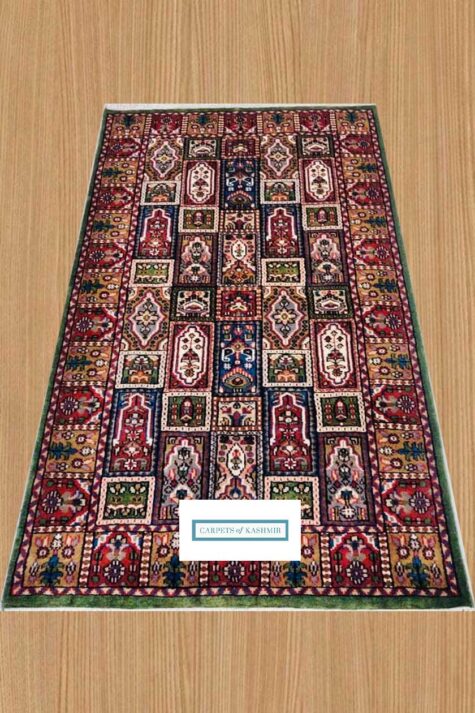 geometric Persian design hand-knotted rug