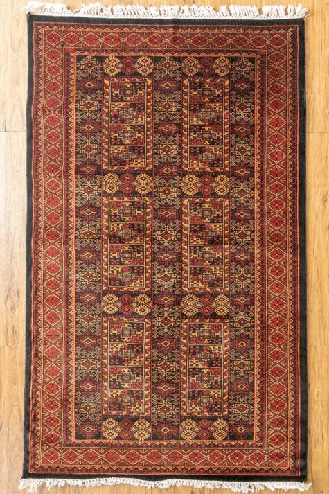 black Kashmiri handmade rug