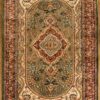 green handmade hand-knotted Kashmiri rug