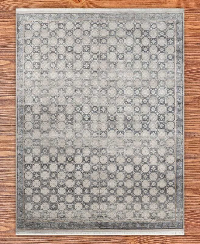 Charcoal Modern Indian Art Rug for Living and Dining Room Drama
