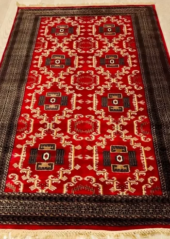 Pure Merino wool handmade hand-knotted geometric coffee table carpet size 8×5 ft