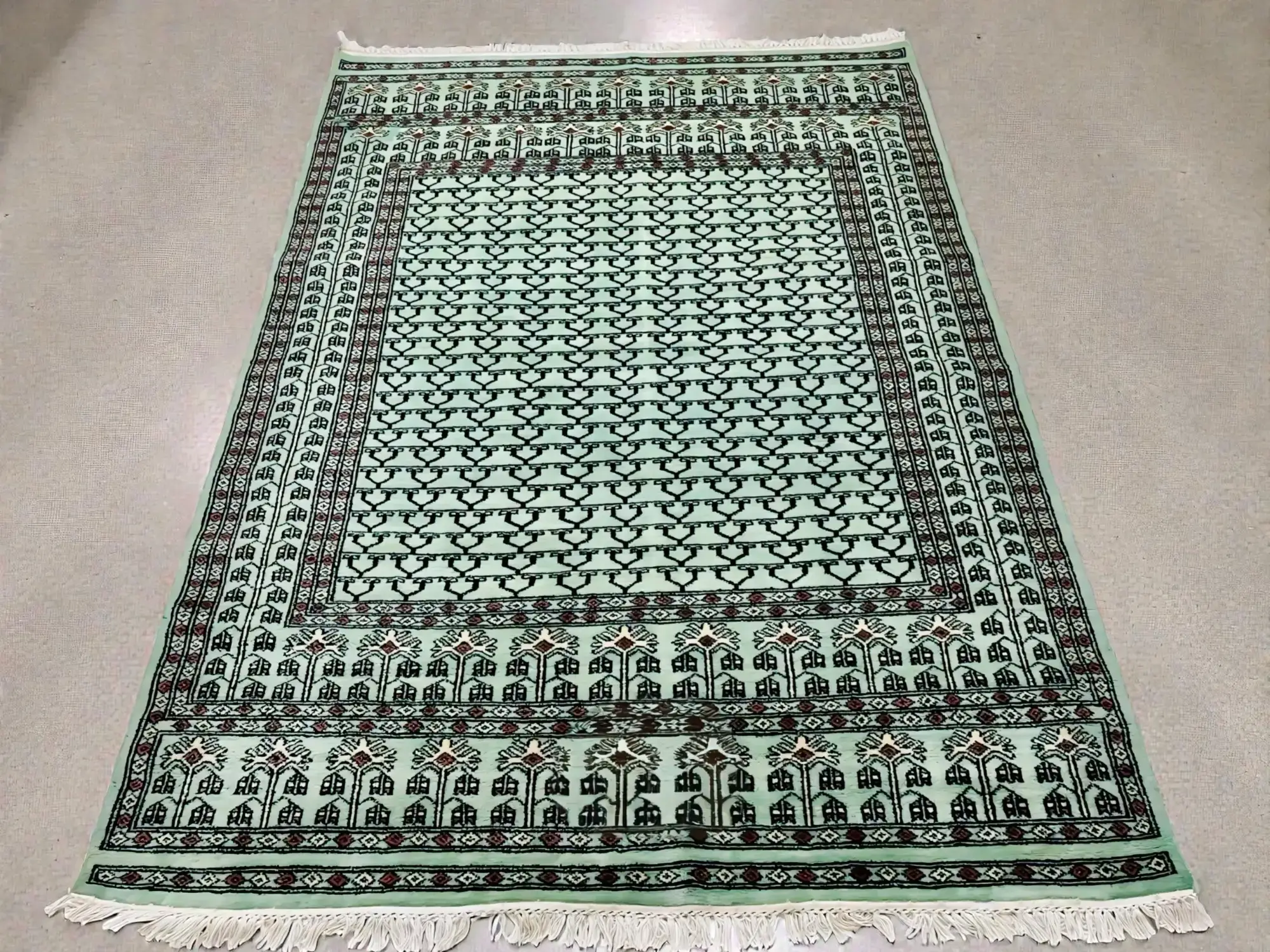 Pure Merino wool hand-knotted green eco-friendly dyed coffee table rug size 7×5 ft