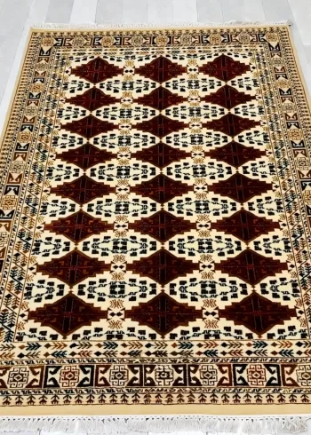 Pure Merino wool hand-knotted geometric decor coffee table rug size 7×5 ft