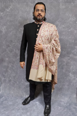 Men's Pashmina shawl formal drape Genuine Kashmiri Pashmina shawl styled for formal occasions