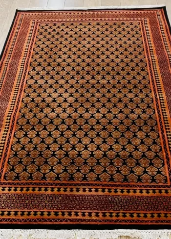 Merino wool handmade hand-knotted geometric eco-dyed coffee table carpet size 7×5 ft