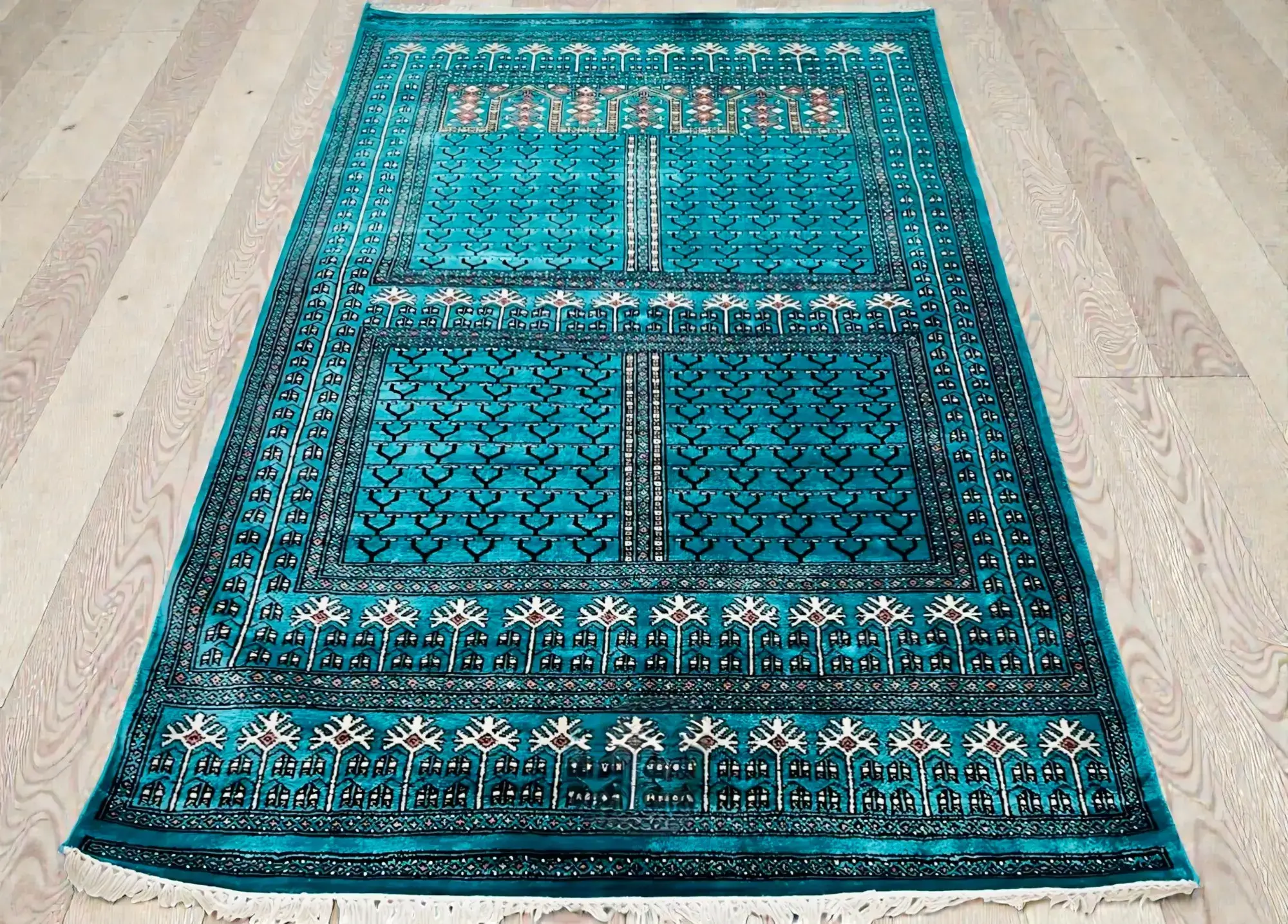 Merino wool handmade hand-knotted modern geometric coffee table carpet size 7×5 ft