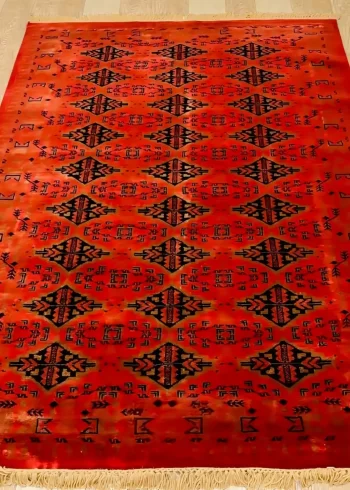 Pure Merino wool hand-knotted geometric ready in stock coffee table rug size 7×5 ft