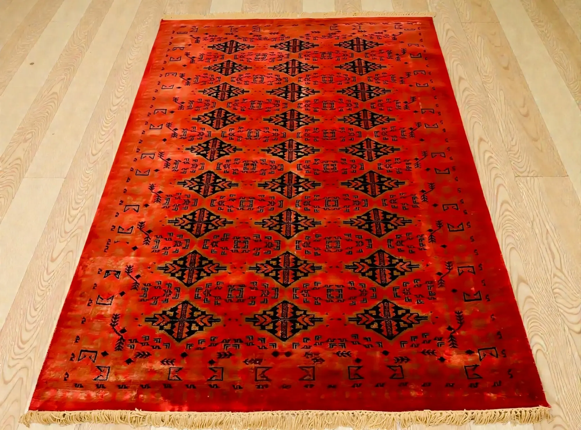 Pure Merino wool hand-knotted geometric ready in stock coffee table rug size 7×5 ft