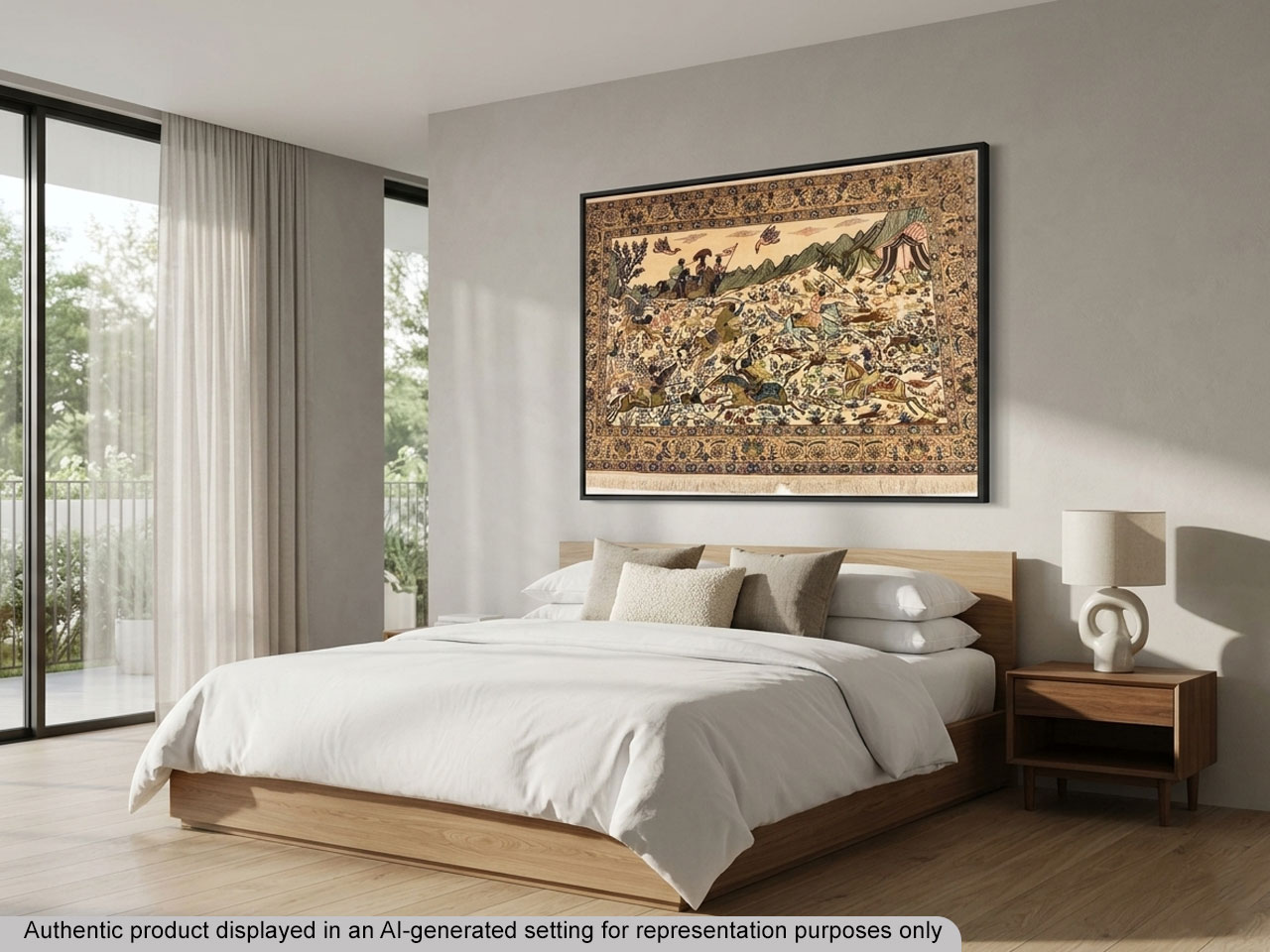 Pure silk wall hanging, pictorial rug for the living room