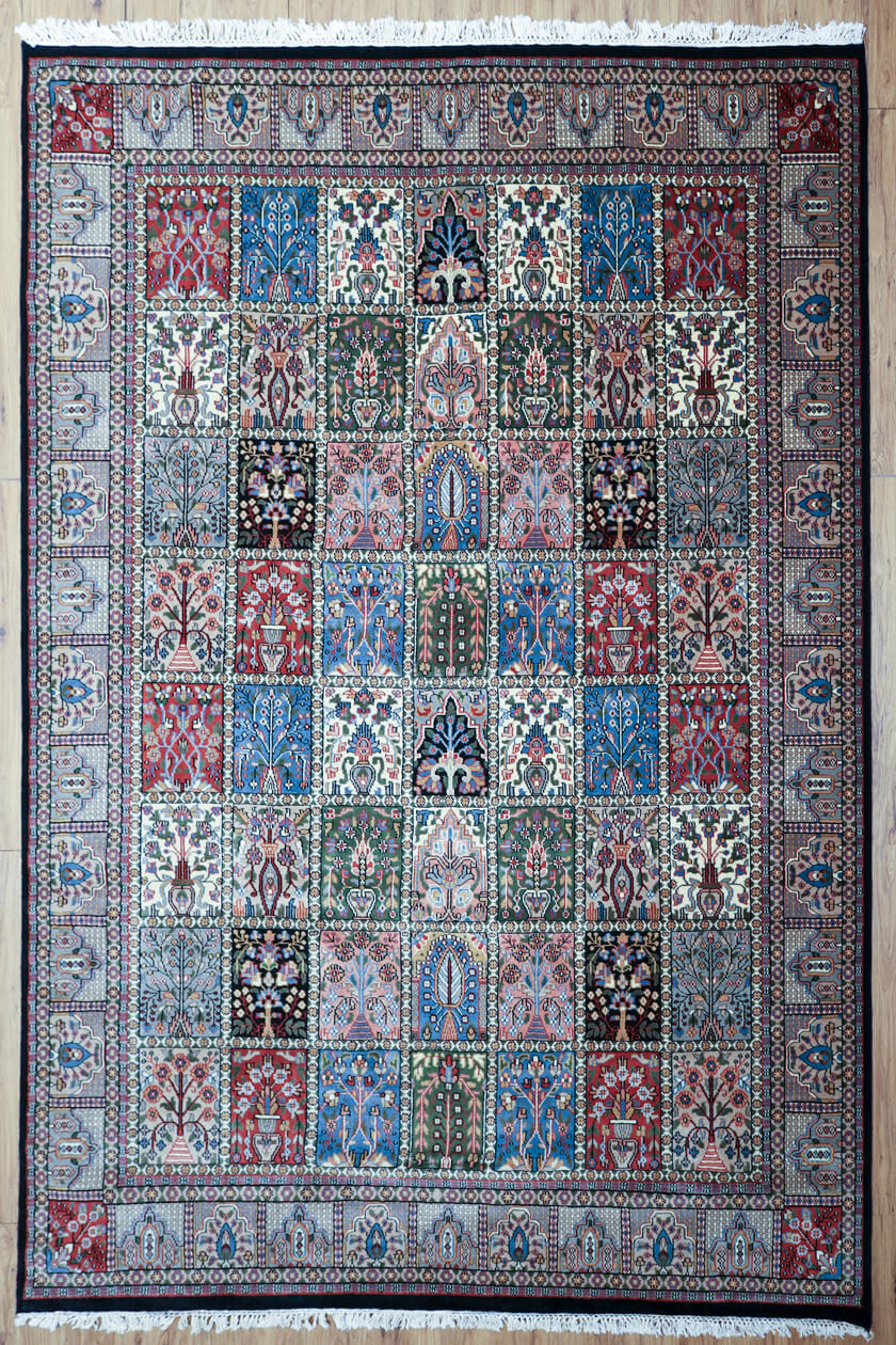 10 by 8 multi color geometric handmade rug