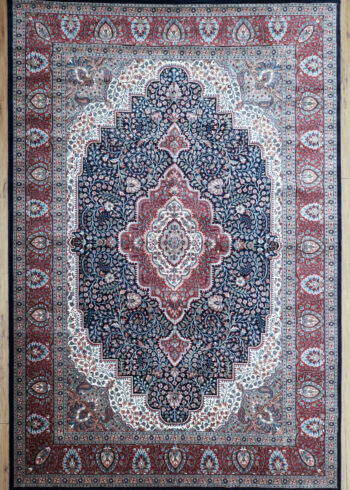 blue based 12 by 9 handmade Kashmiri rug for living room