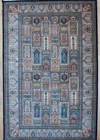 9x6 blue geometric design Indo Persian living room rug