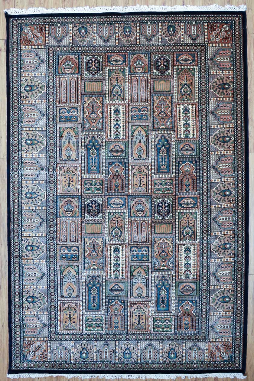 9x6 blue geometric design Indo Persian living room rug