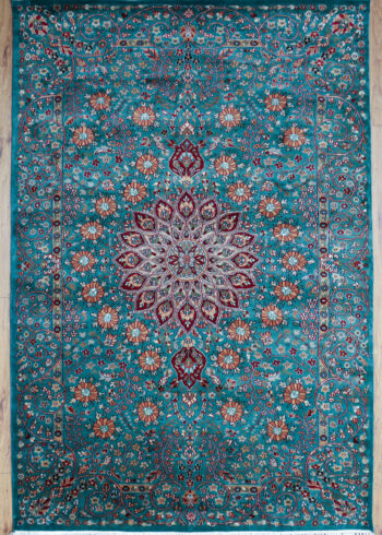 9x6 blue green oriental floral Persian rug