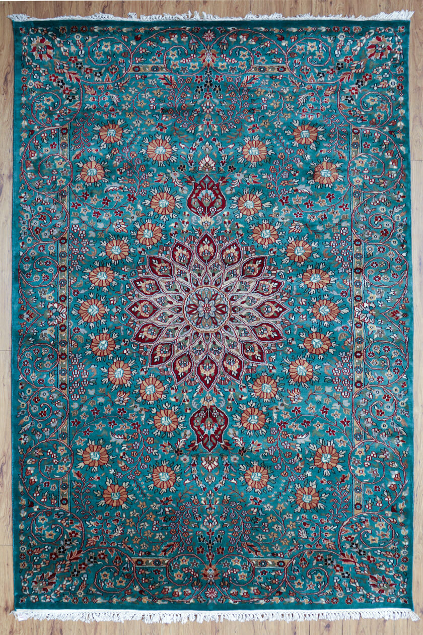 9x6 blue green oriental floral Persian rug