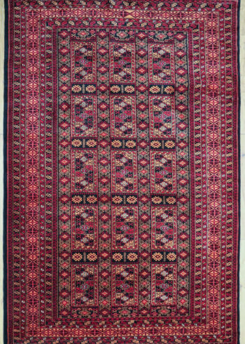 9x6 red geometric Persian lineage living room rug
