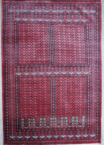 9x6 red geometric Turkoman lineage rug