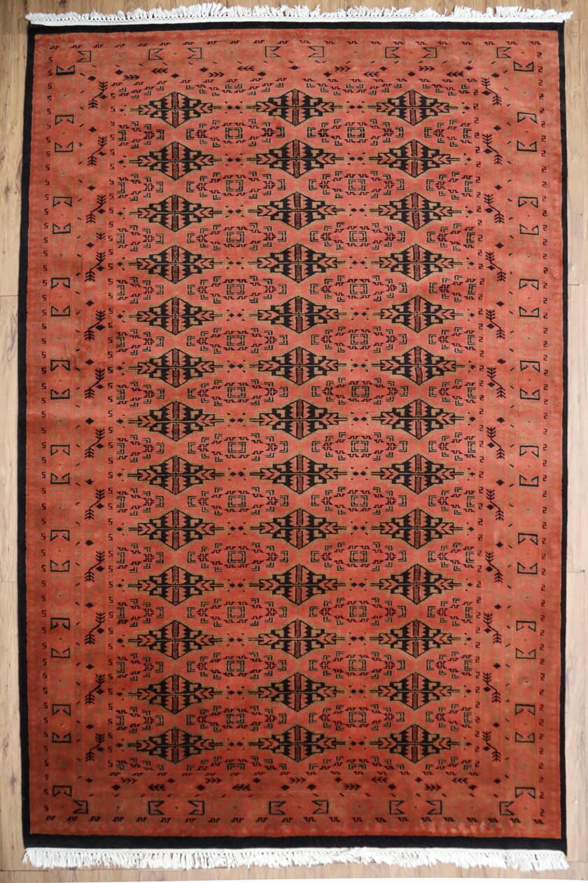 9x6 rust geometric Persian lineage living room rug