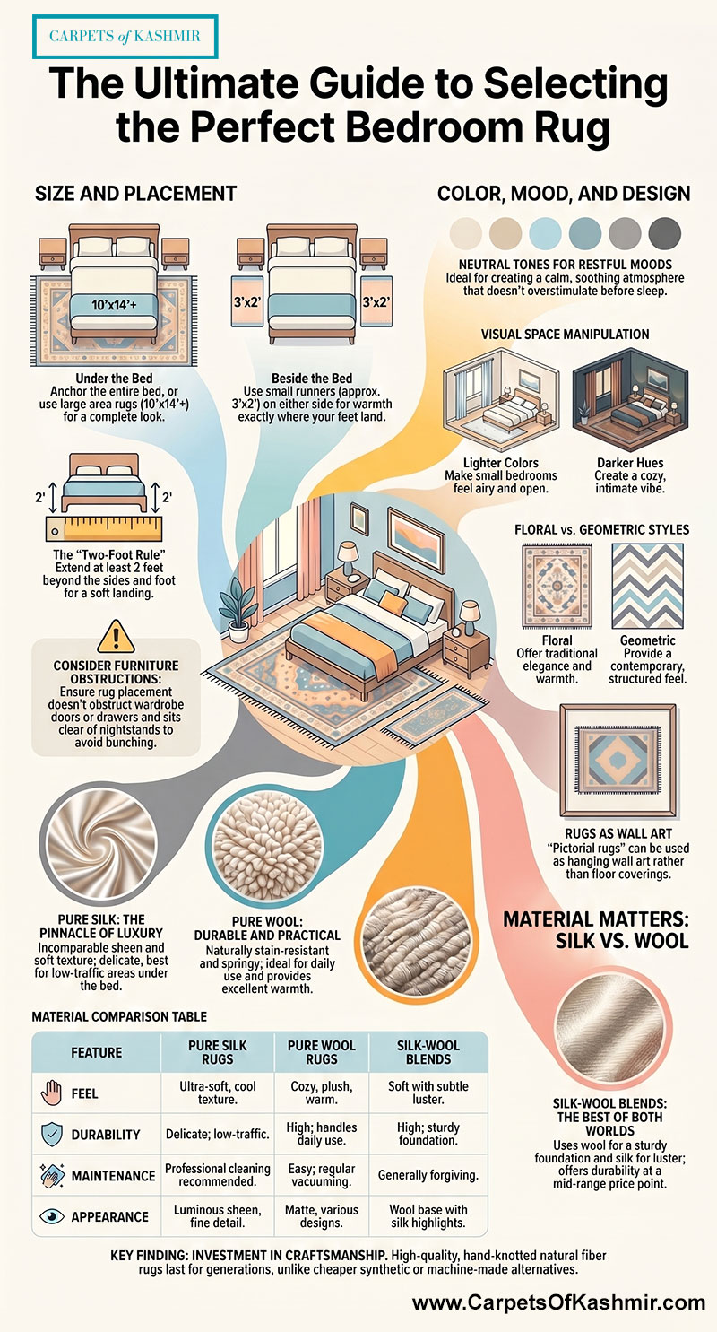 guide-to-selecting-bedroom-rug Selection of the handmade hand-knotted bedroom rugs.