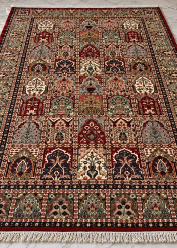 Cedar Grove Shalimar-Hamadan wool-silk rug with a beige background, measuring 6 x 4 feet.