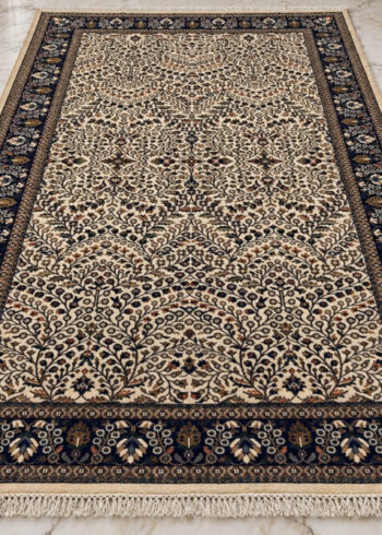 Silken Grove Shah Abbas wool-silk rug with a ivory background, measuring 6 x 4 feet.